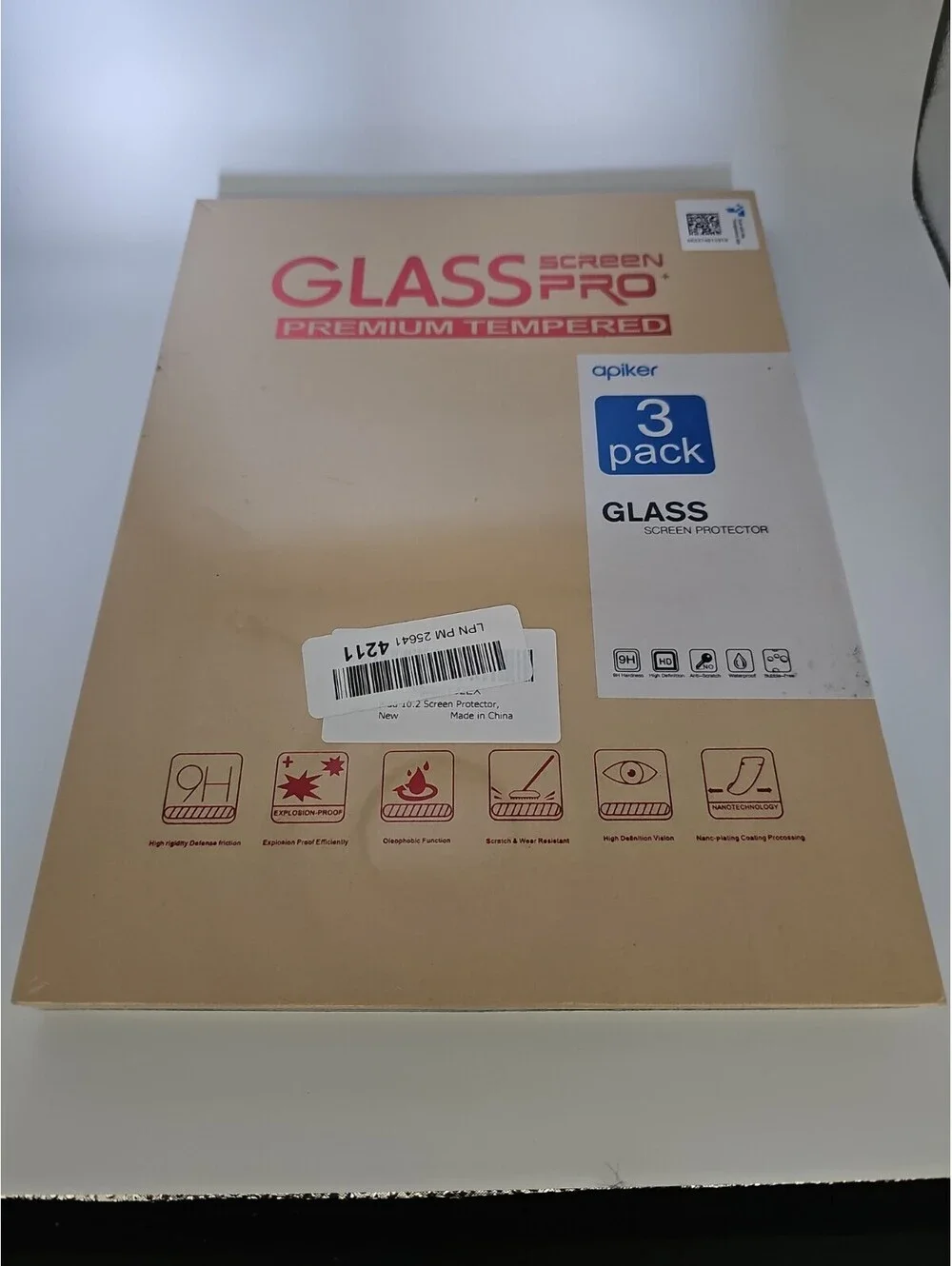 Apiker iPad 10.2 Tempered Glass Screen Protector [3-Pack] 9H Hardness Premium